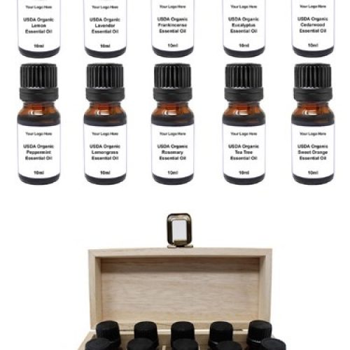 USDA Organic Essential Oil 10pc Kit in Wood Box (10mL x 10)